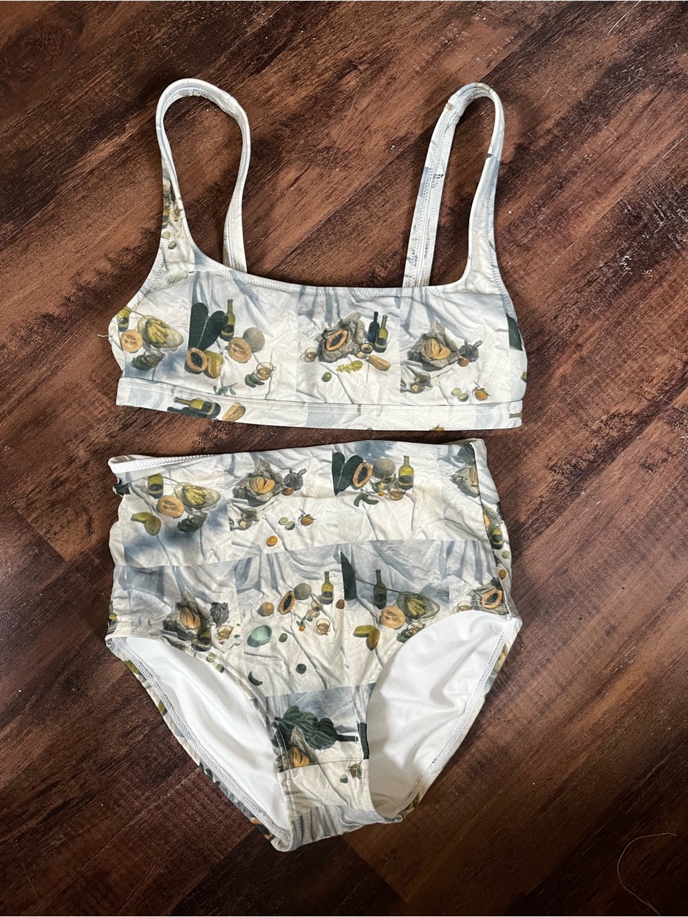 Madewell High-Waist Two-Piece Bikini Set in fruit/wine print